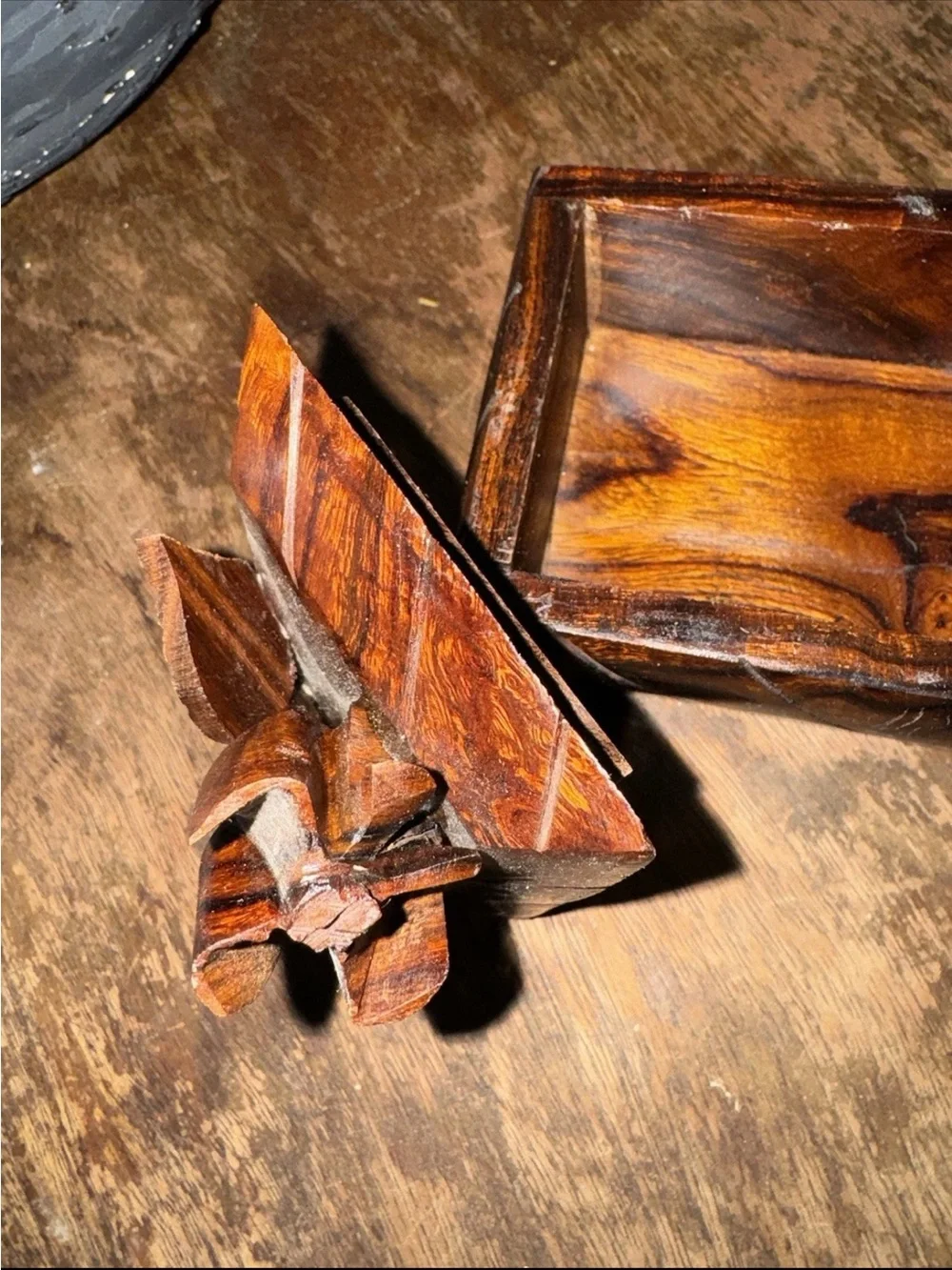 Hand-Carved Wooden Trinket Box